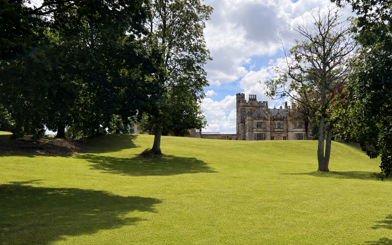 Moreby Hall seen across the lawns